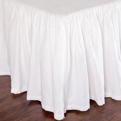 Pom Pom at Home White Gathered Linen Bedskirt
